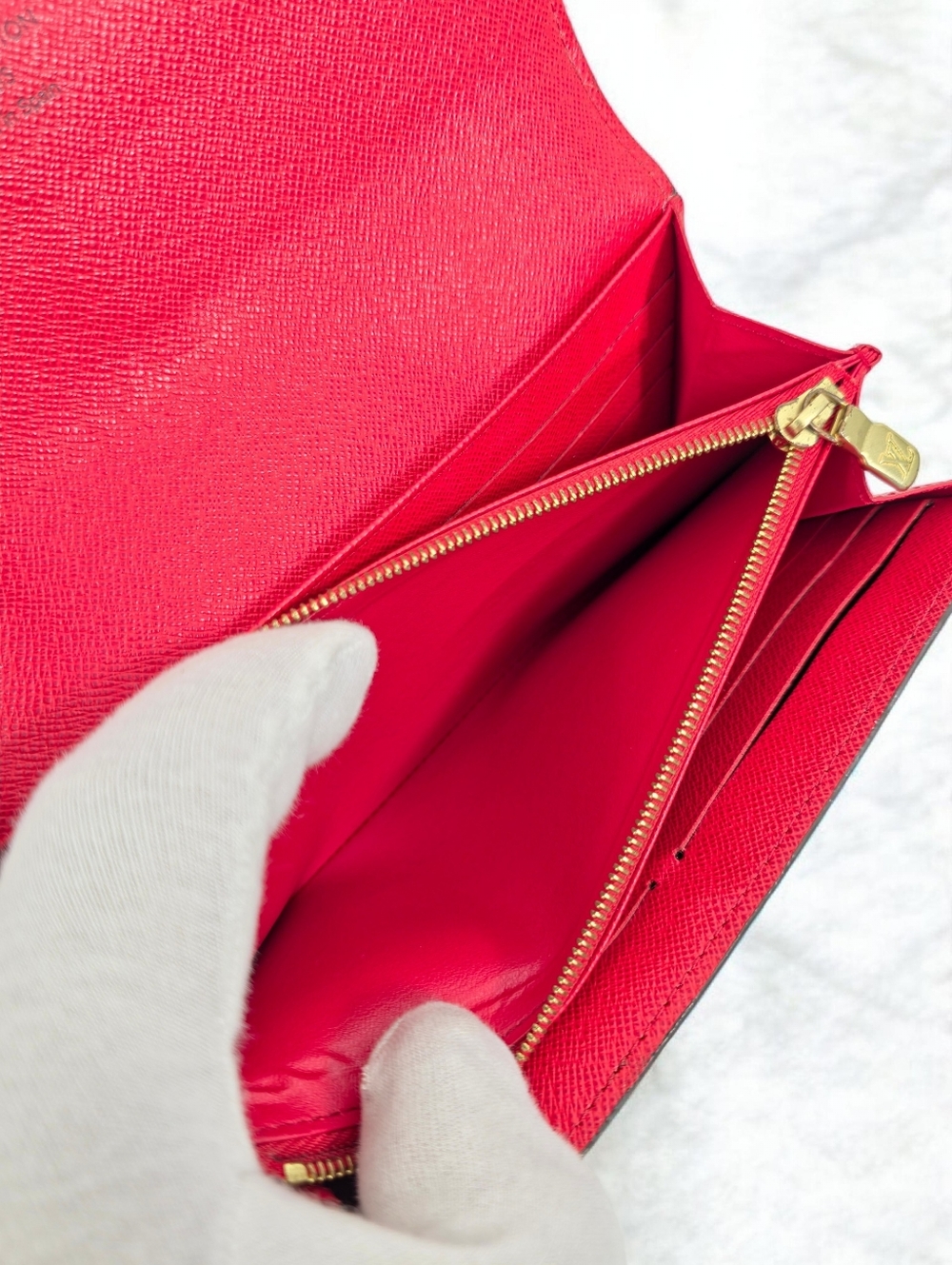 ✨️Authentic Louis Vuitton Sarah long wallet Brown monogram Red interior - Picture 7 of 12